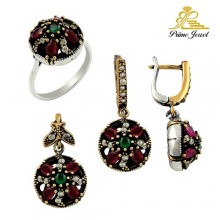 Gümüş Otantik Taşlı Set